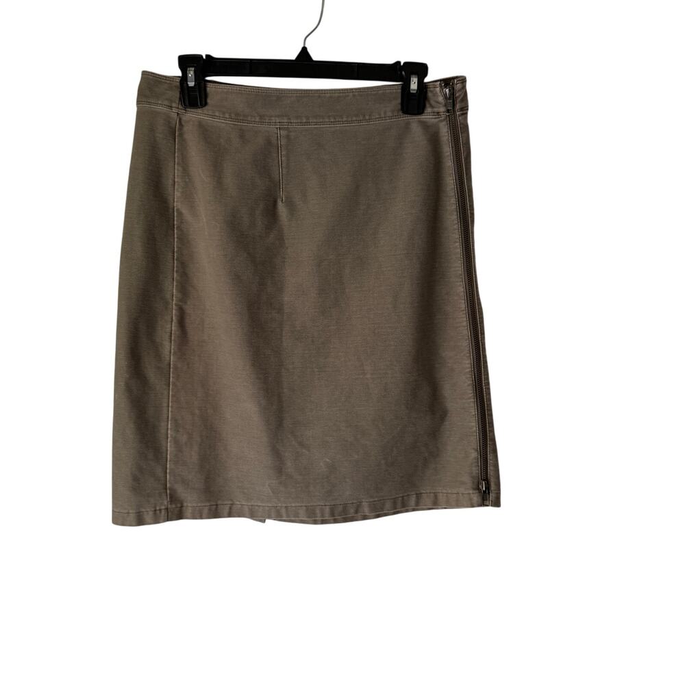 NIC+ZOE Size 8 Taupe Stretch Cotton Pencil Skirt Side Zip‎ Neutral Workwear